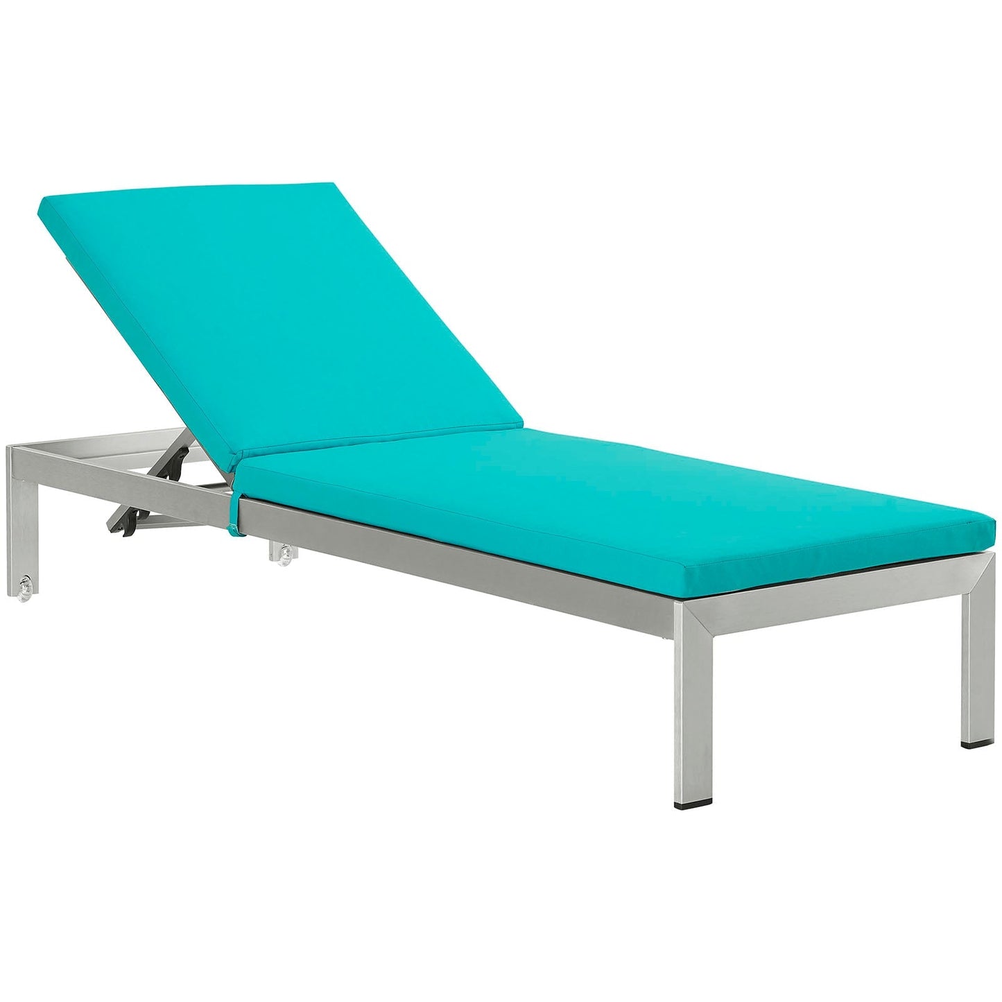 Modway Furniture Shore Outdoor Patio Aluminum Chaise with Cushions - EEI-2660-SLV-TRQ
