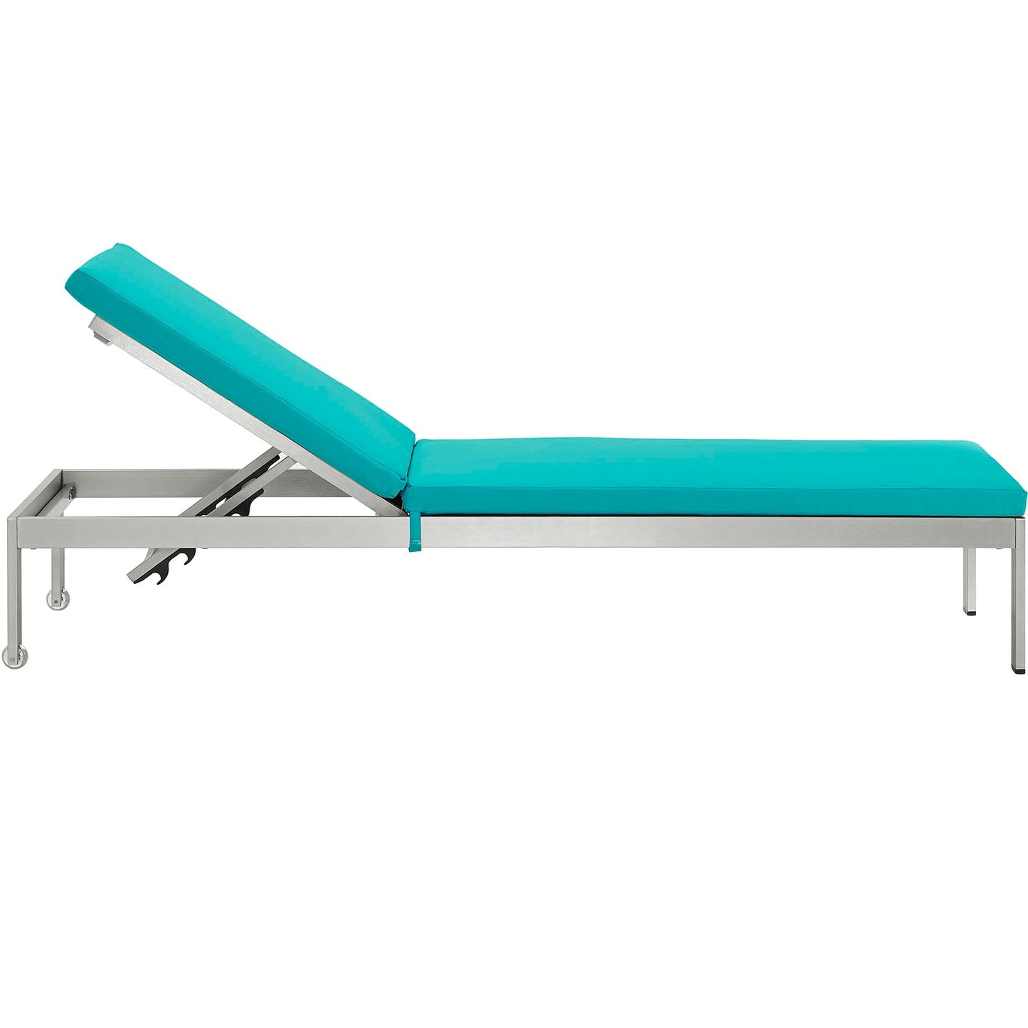 Modway Furniture Shore Outdoor Patio Aluminum Chaise with Cushions - EEI-2660-SLV-TRQ