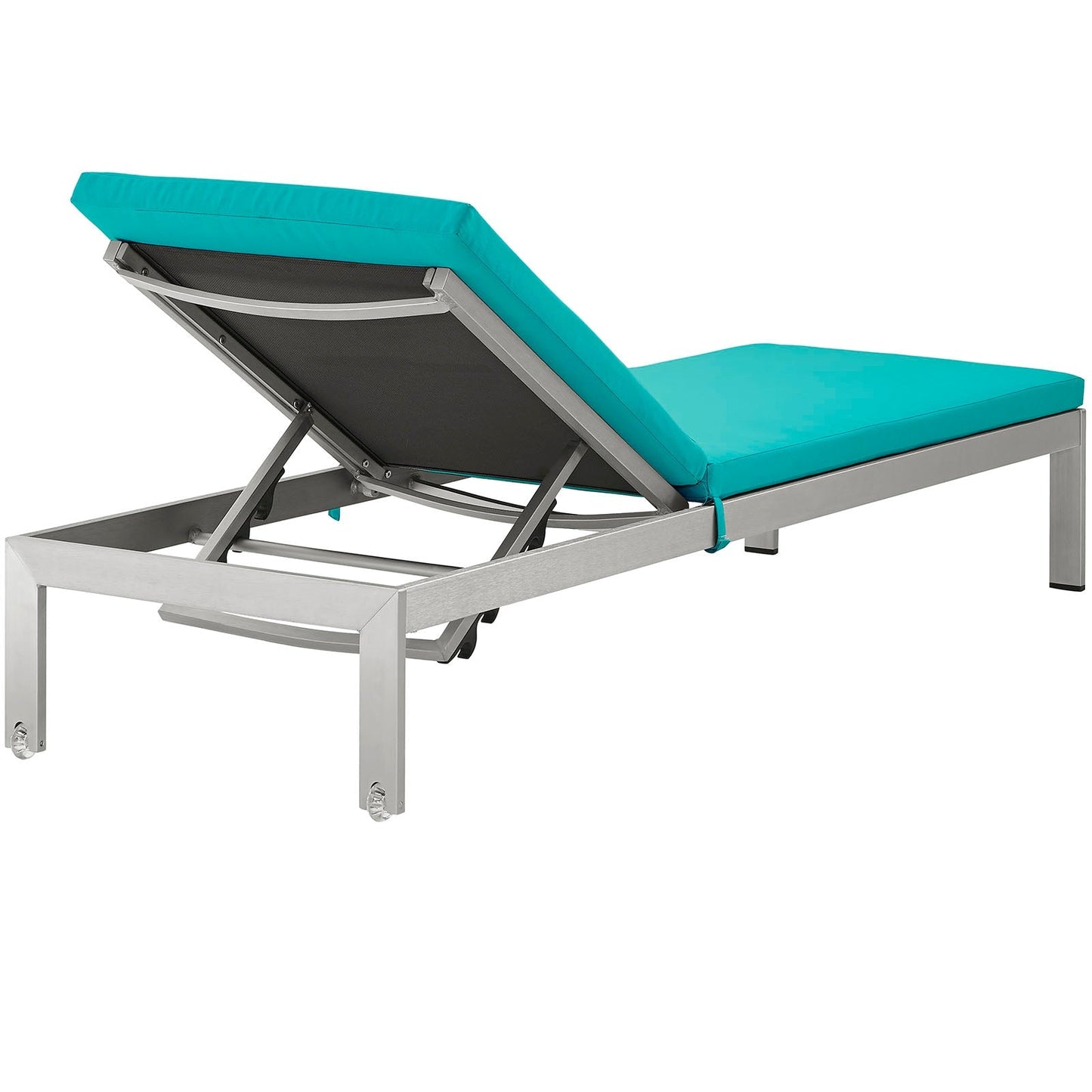 Modway Furniture Shore Outdoor Patio Aluminum Chaise with Cushions - EEI-2660-SLV-TRQ