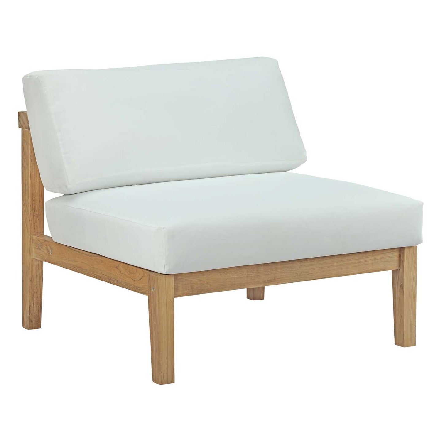Modway Furniture Bayport Outdoor Patio Teak Armless - EEI-2697-NAT-WHI