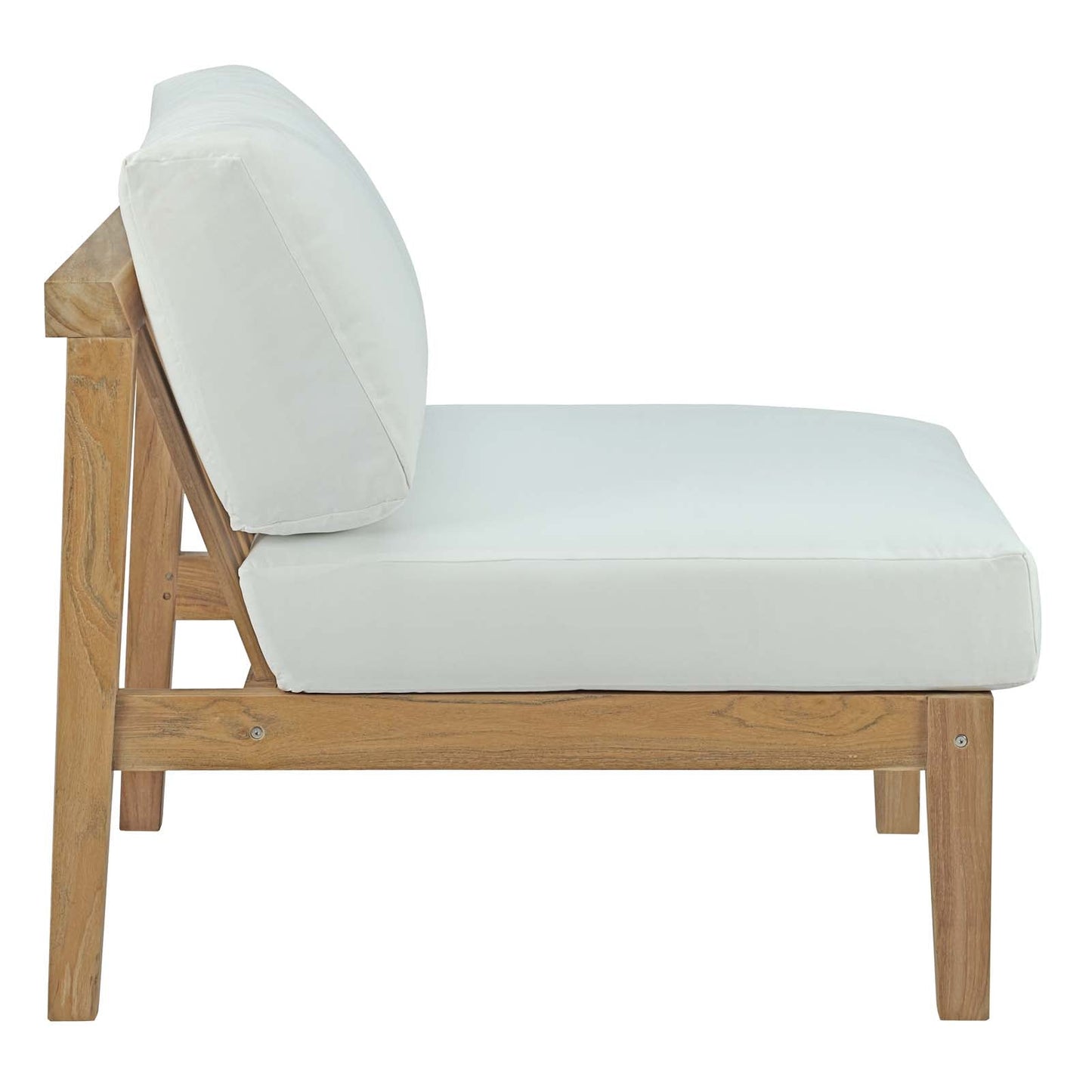 Modway Furniture Bayport Outdoor Patio Teak Armless - EEI-2697-NAT-WHI