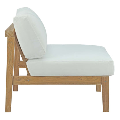 Modway Furniture Bayport Outdoor Patio Teak Armless - EEI-2697-NAT-WHI