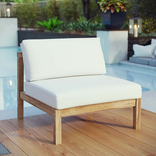 Modway Furniture Bayport Outdoor Patio Teak Armless - EEI-2697-NAT-WHI