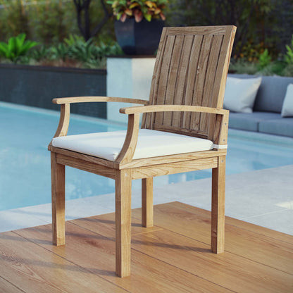 Modway Furniture Marina Outdoor Patio Teak Dining Chair – EEI-2701-NAT-WHI