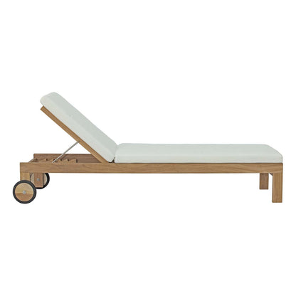 Modway Furniture Upland Outdoor Patio Teak Chaise - EEI-2711-NAT-WHI