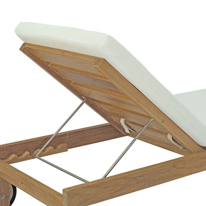Modway Furniture Upland Outdoor Patio Teak Chaise - EEI-2711-NAT-WHI