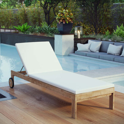 Modway Furniture Upland Outdoor Patio Teak Chaise - EEI-2711-NAT-WHI