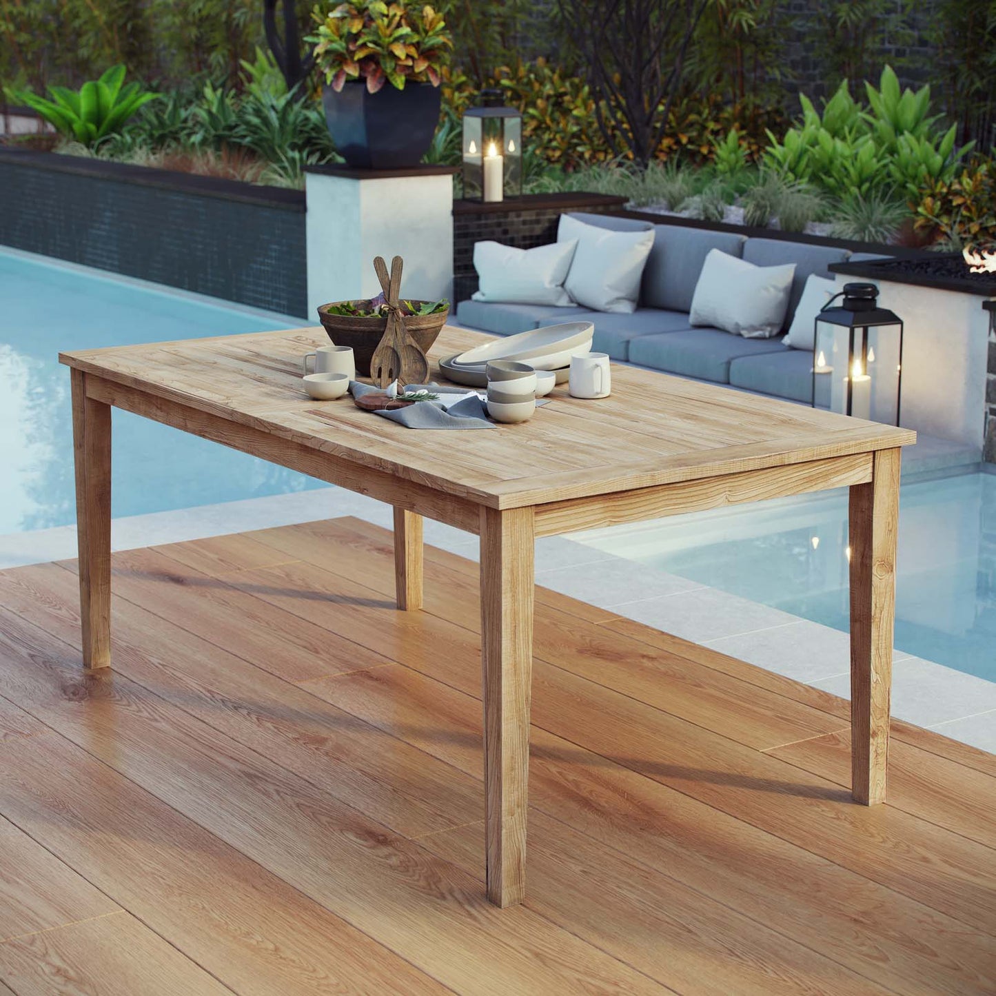 Modway Furniture Marina 72" Outdoor Patio Teak Dining Table - EEI-2717-NAT