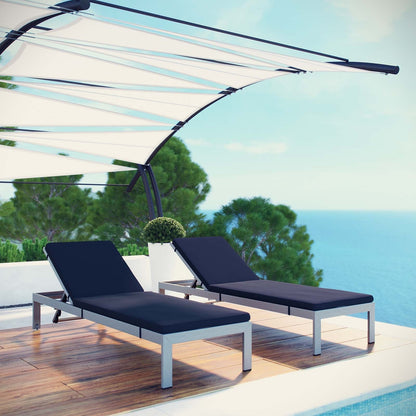 Modway Furniture  Shore Chaise with Cushions Outdoor Patio Aluminum Set of 2 - EEI-2737-SLV-TRQ-SET
