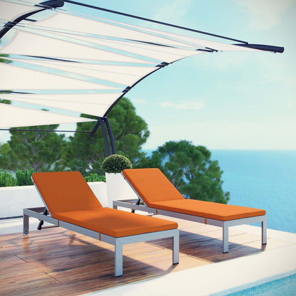 Modway Furniture  Shore Chaise with Cushions Outdoor Patio Aluminum Set of 2 - EEI-2737-SLV-TRQ-SET
