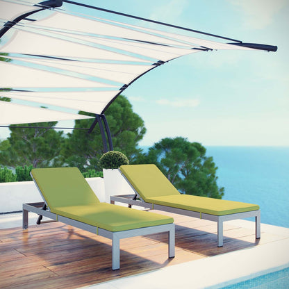 Modway Furniture  Shore Chaise with Cushions Outdoor Patio Aluminum Set of 2 - EEI-2737-SLV-TRQ-SET