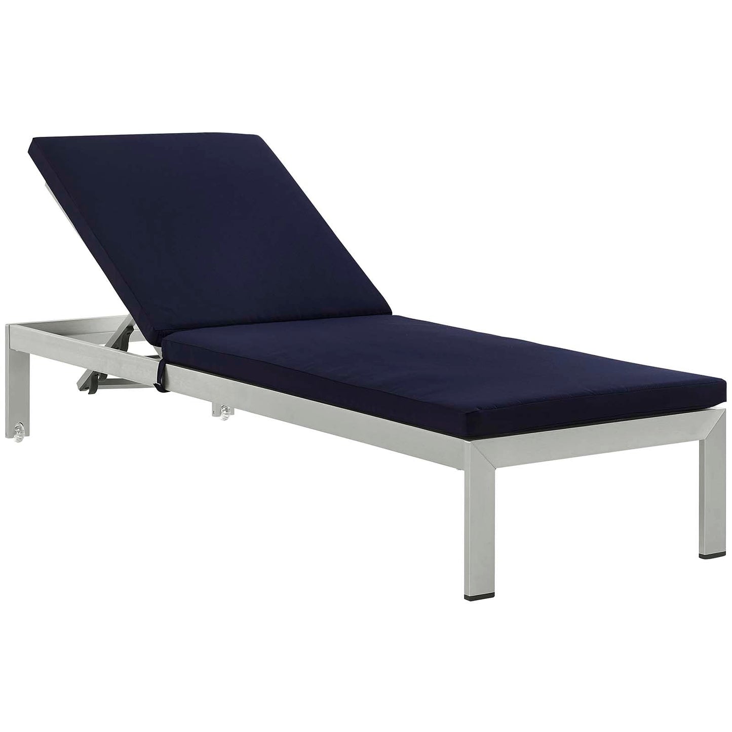 Modway Furniture Shore Chaise with Cushions Outdoor Patio Aluminum Set of 4 - EEI-2738-SLV-TRQ-SET