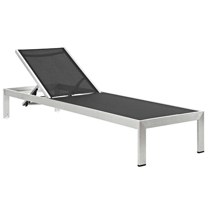 Modway Furniture Shore Chaise with Cushions Outdoor Patio Aluminum Set of 4 - EEI-2738-SLV-TRQ-SET