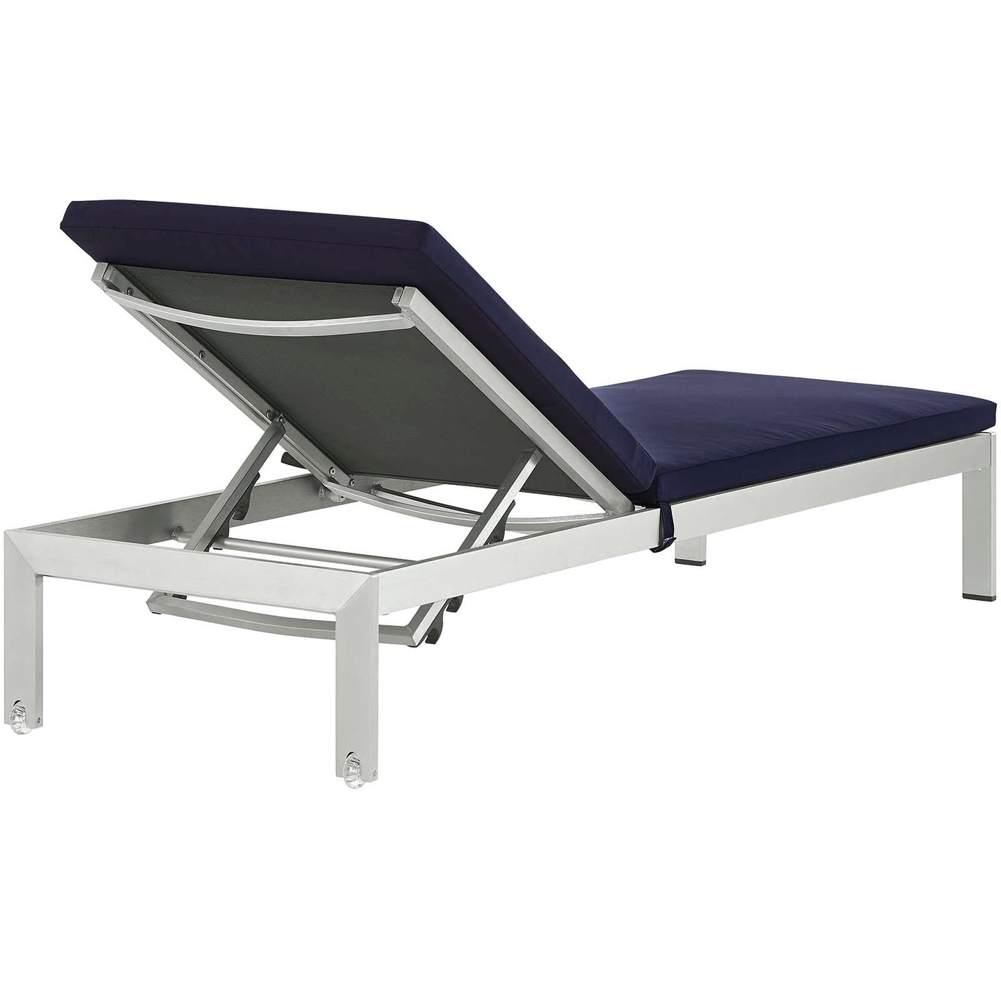 Modway Furniture Shore Chaise with Cushions Outdoor Patio Aluminum Set of 4 - EEI-2738-SLV-TRQ-SET
