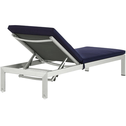 Modway Furniture Shore Chaise with Cushions Outdoor Patio Aluminum Set of 4 - EEI-2738-SLV-TRQ-SET