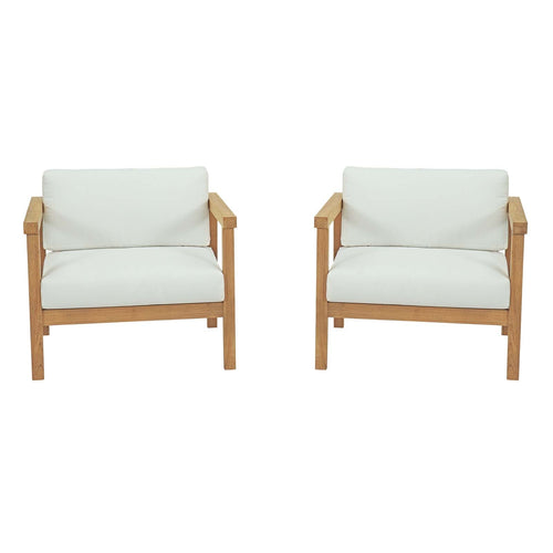 Modway furniture Bayport 2 Piece Outdoor Patio Teak Set - EEI-3108-NAT-WHI-SET