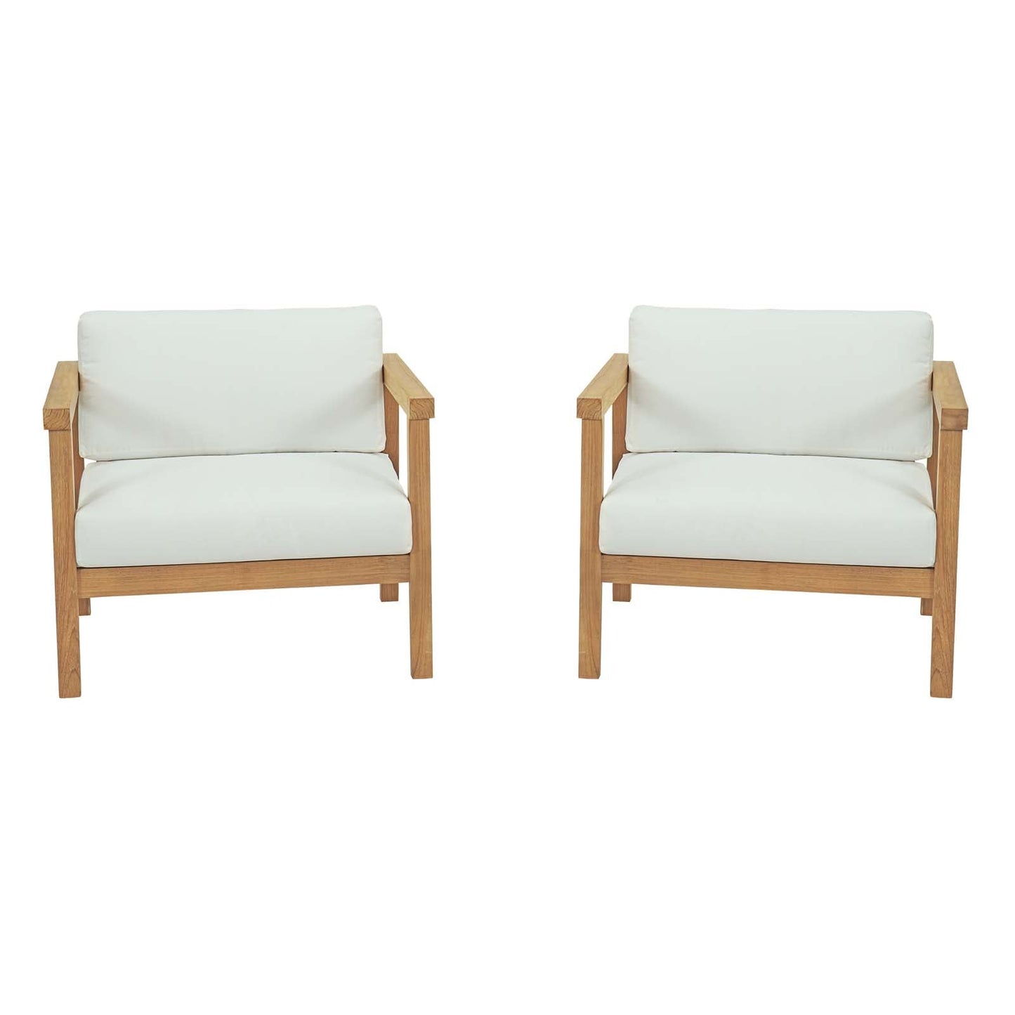 Modway furniture Bayport 2 Piece Outdoor Patio Teak Set - EEI-3108-NAT-WHI-SET
