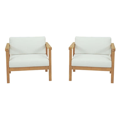Modway furniture Bayport 2 Piece Outdoor Patio Teak Set - EEI-3108-NAT-WHI-SET
