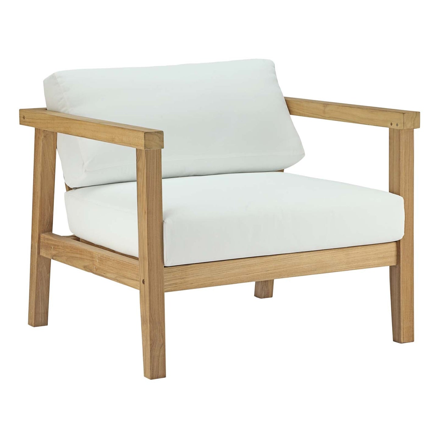 Modway furniture Bayport 2 Piece Outdoor Patio Teak Set - EEI-3108-NAT-WHI-SET