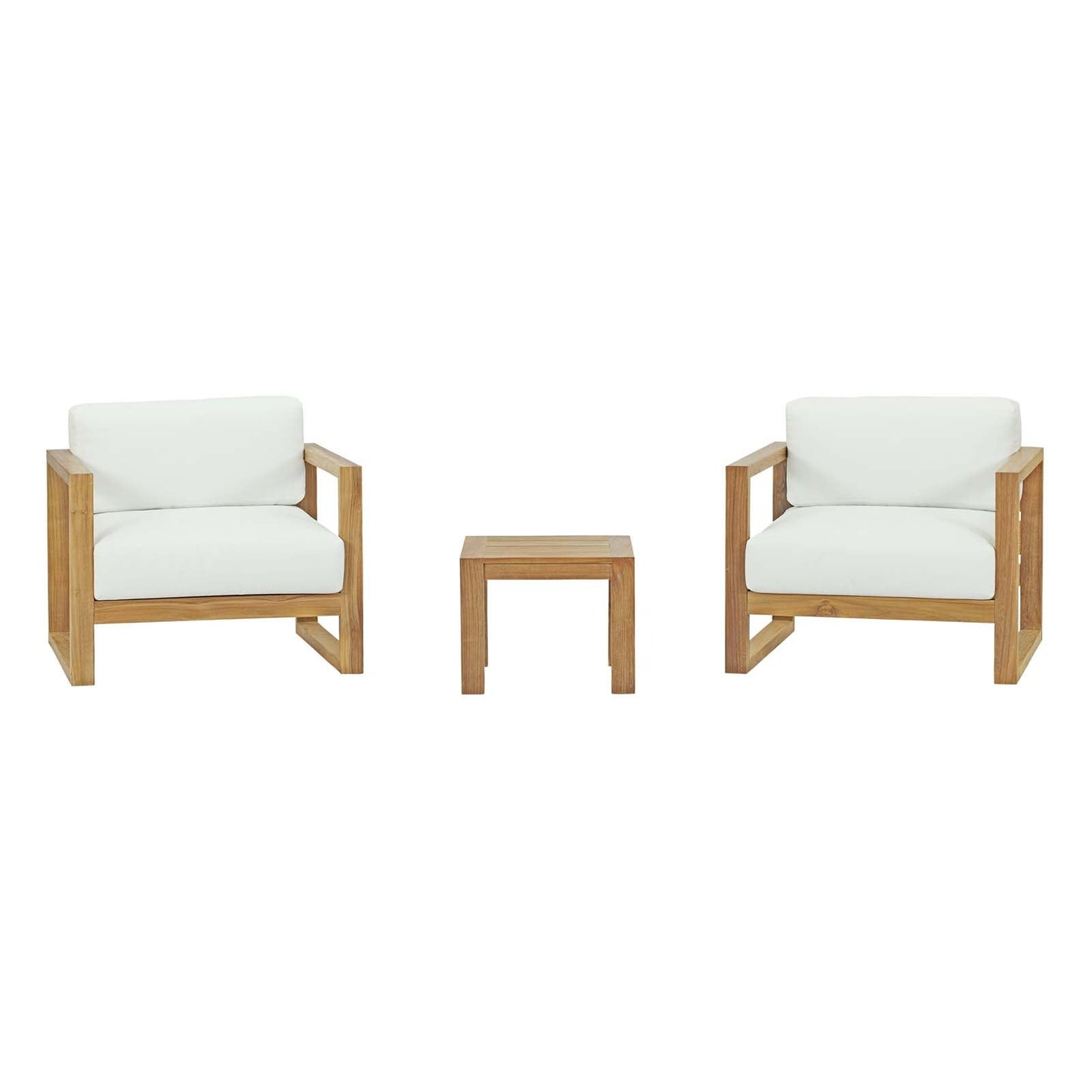 Modway Furniture Upland 3 Piece Outdoor Patio Teak Set - EEI-3119-NAT-WHI-SET