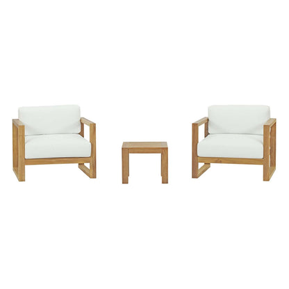 Modway Furniture Upland 3 Piece Outdoor Patio Teak Set - EEI-3119-NAT-WHI-SET