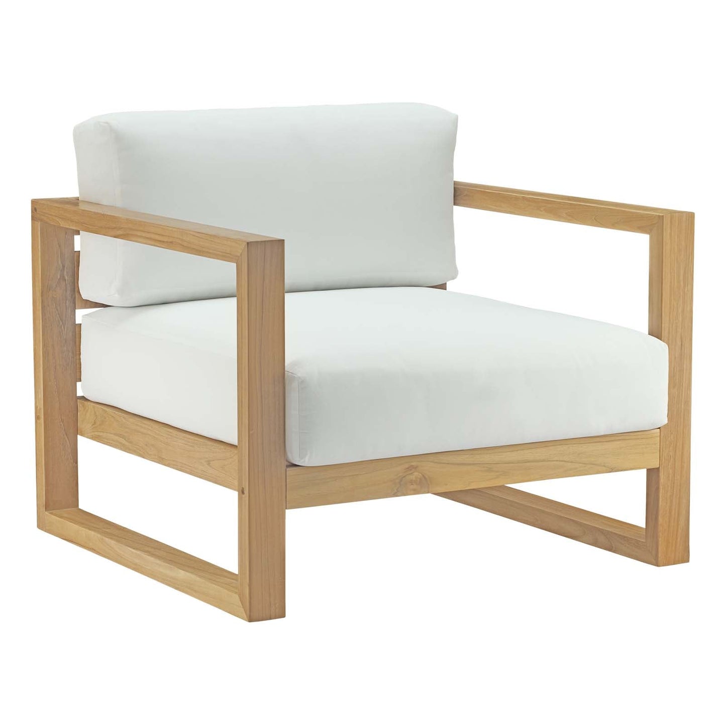 Modway Furniture Upland 3 Piece Outdoor Patio Teak Set - EEI-3119-NAT-WHI-SET