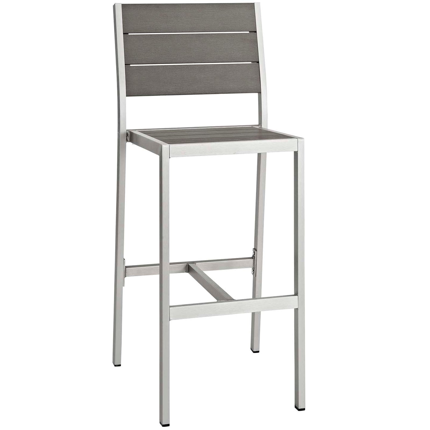 Modway Furniture Shore 3 Piece Outdoor Patio Aluminum Pub Set - EEI-3158-SLV-GRY-SET