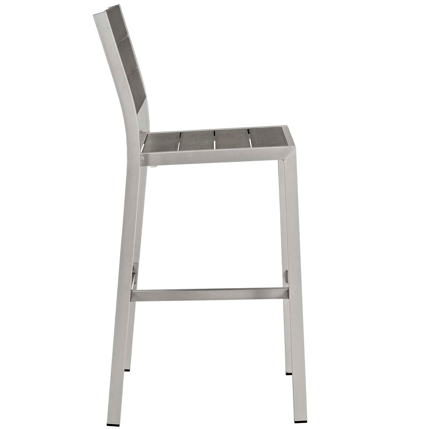 Modway Furniture Shore 3 Piece Outdoor Patio Aluminum Pub Set - EEI-3158-SLV-GRY-SET
