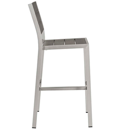 Modway Furniture Shore 3 Piece Outdoor Patio Aluminum Pub Set - EEI-3158-SLV-GRY-SET