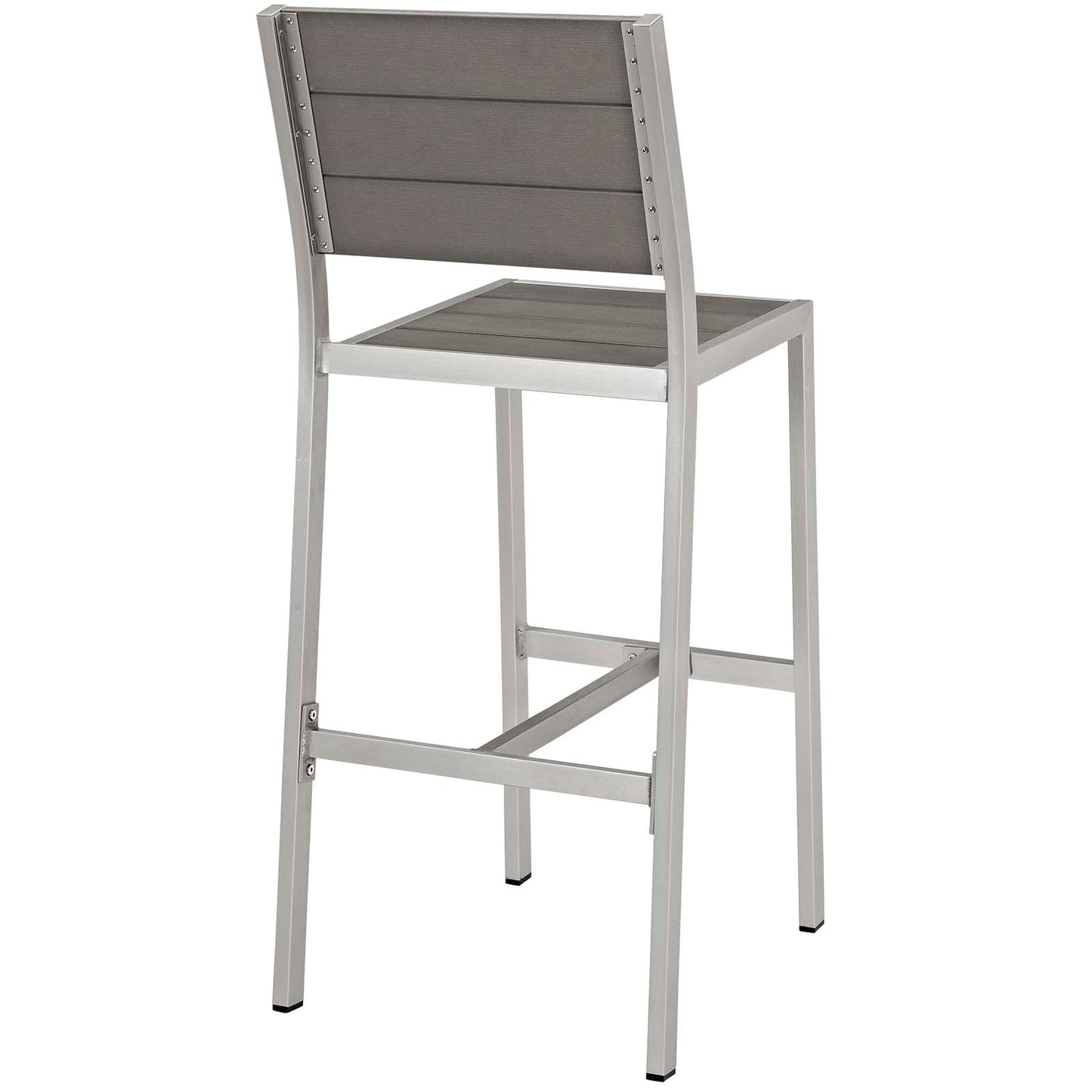 Modway Furniture Shore 3 Piece Outdoor Patio Aluminum Pub Set - EEI-3158-SLV-GRY-SET