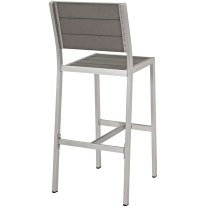 Modway Furniture Shore 3 Piece Outdoor Patio Aluminum Pub Set - EEI-3158-SLV-GRY-SET