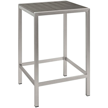 Modway Furniture Shore 3 Piece Outdoor Patio Aluminum Pub Set - EEI-3158-SLV-GRY-SET