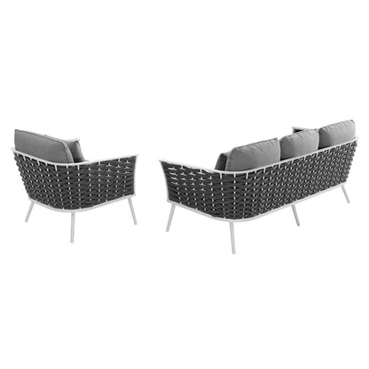 Modway Furniture Stance 2 Piece Outdoor Patio Aluminum Sectional Sofa Set by Modway - EEI-3164-WHI-GRY-SET