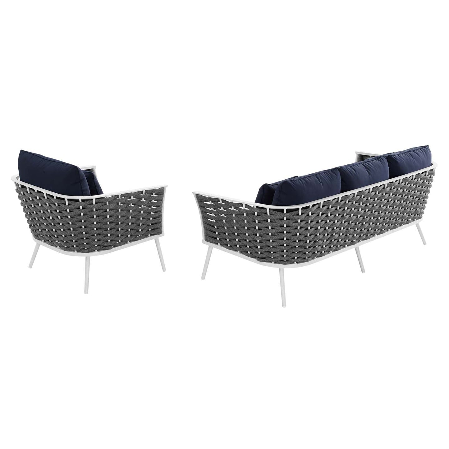 Modway Furniture Stance 2 Piece Outdoor Patio Aluminum Sectional Sofa Set by Modway - EEI-3164-WHI-GRY-SET