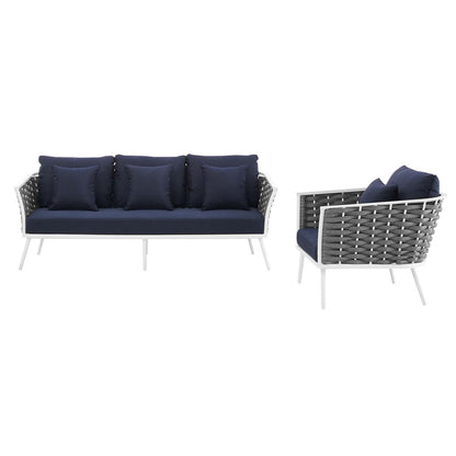 Modway Furniture Stance 2 Piece Outdoor Patio Aluminum Sectional Sofa Set by Modway - EEI-3164-WHI-GRY-SET