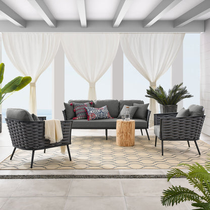 Modway Furniture Stance 3 Piece Outdoor Patio Aluminum Sectional Sofa Set by Modway - EEI-3165-WHI-GRY-SET