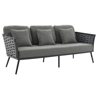 Modway Furniture Stance 3 Piece Outdoor Patio Aluminum Sectional Sofa Set by Modway - EEI-3165-WHI-GRY-SET