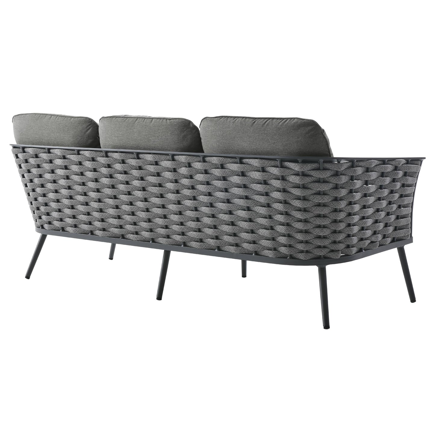 Modway Furniture Stance 3 Piece Outdoor Patio Aluminum Sectional Sofa Set by Modway - EEI-3165-WHI-GRY-SET