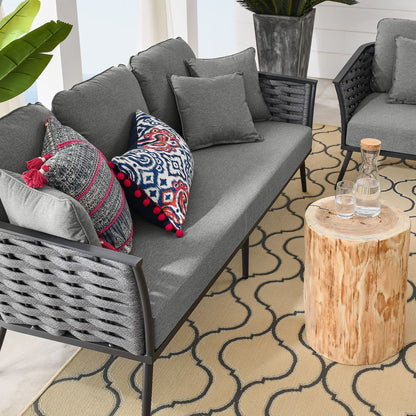 Modway Furniture Stance 3 Piece Outdoor Patio Aluminum Sectional Sofa Set by Modway - EEI-3165-WHI-GRY-SET