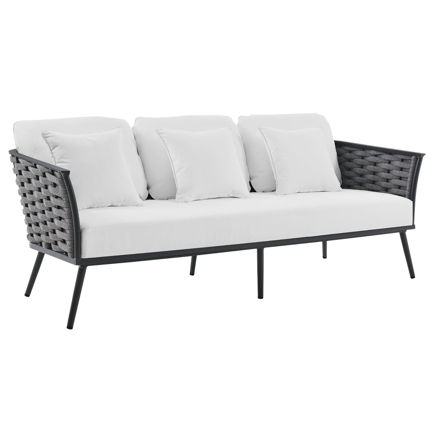 Modway Furniture Stance 3 Piece Outdoor Patio Aluminum Sectional Sofa Set by Modway - EEI-3165-WHI-GRY-SET