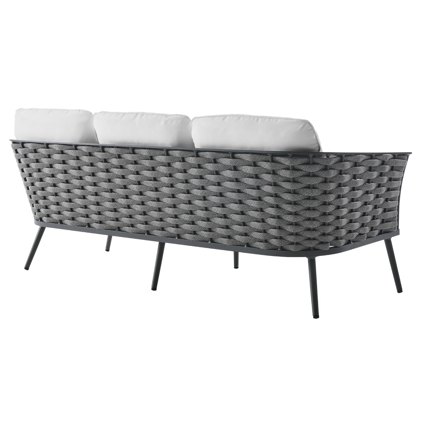 Modway Furniture Stance 3 Piece Outdoor Patio Aluminum Sectional Sofa Set by Modway - EEI-3165-WHI-GRY-SET