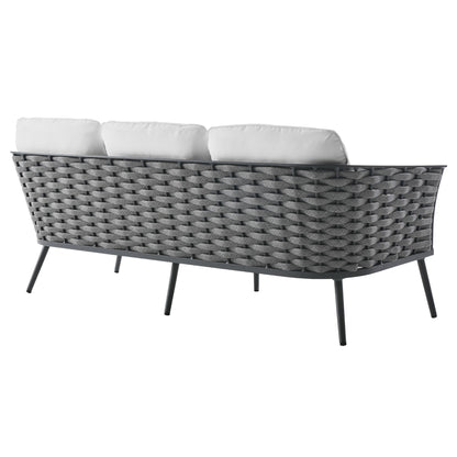 Modway Furniture Stance 3 Piece Outdoor Patio Aluminum Sectional Sofa Set by Modway - EEI-3165-WHI-GRY-SET