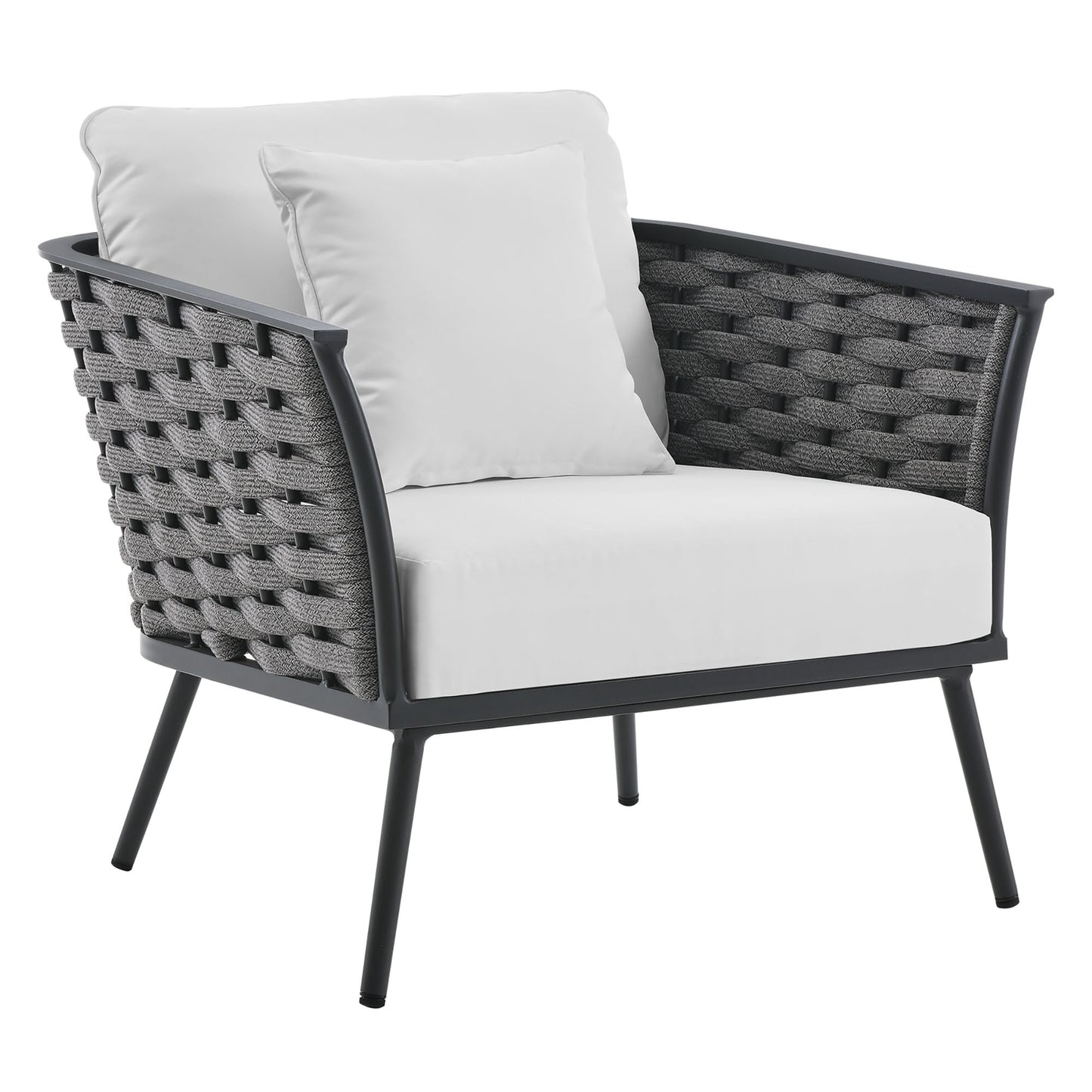 Modway Furniture Stance 3 Piece Outdoor Patio Aluminum Sectional Sofa Set by Modway - EEI-3165-WHI-GRY-SET