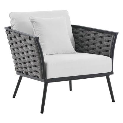 Modway Furniture Stance 3 Piece Outdoor Patio Aluminum Sectional Sofa Set by Modway - EEI-3165-WHI-GRY-SET