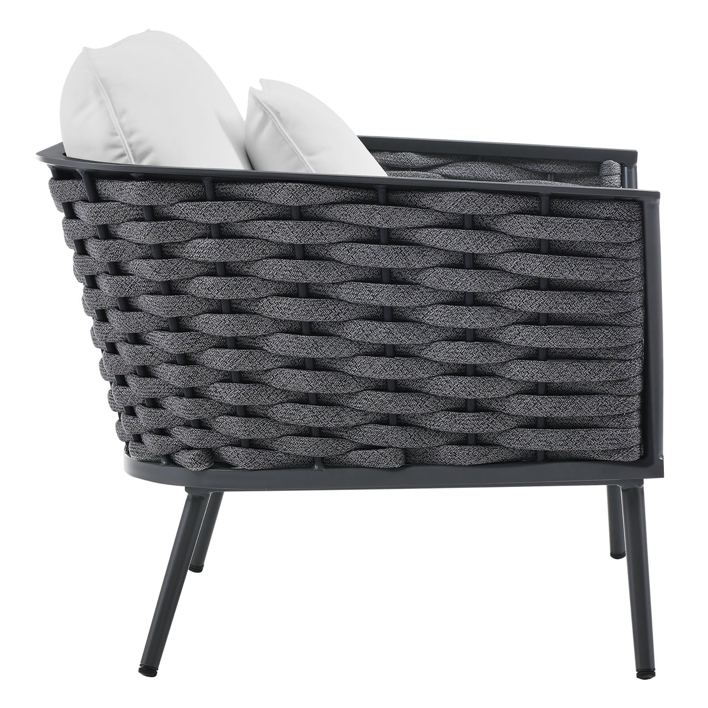 Modway Furniture Stance 3 Piece Outdoor Patio Aluminum Sectional Sofa Set by Modway - EEI-3165-WHI-GRY-SET