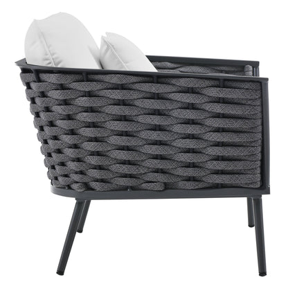 Modway Furniture Stance 3 Piece Outdoor Patio Aluminum Sectional Sofa Set by Modway - EEI-3165-WHI-GRY-SET