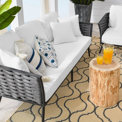Modway Furniture Stance 3 Piece Outdoor Patio Aluminum Sectional Sofa Set by Modway - EEI-3165-WHI-GRY-SET
