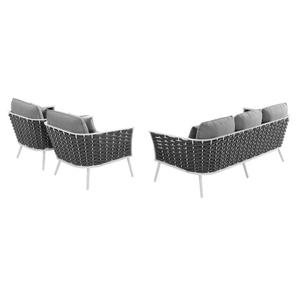 Modway Furniture Stance 3 Piece Outdoor Patio Aluminum Sectional Sofa Set by Modway - EEI-3165-WHI-GRY-SET