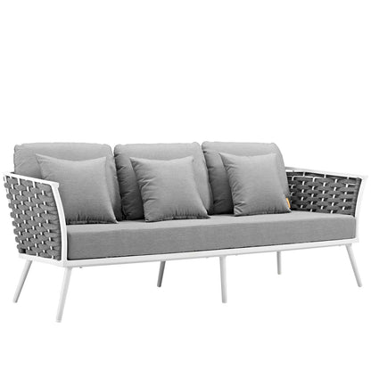 Modway Furniture Stance 3 Piece Outdoor Patio Aluminum Sectional Sofa Set by Modway - EEI-3165-WHI-GRY-SET