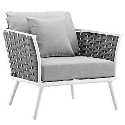Modway Furniture Stance 3 Piece Outdoor Patio Aluminum Sectional Sofa Set by Modway - EEI-3165-WHI-GRY-SET